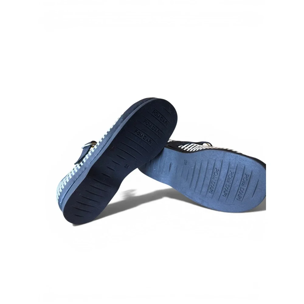 Pom D'api Dark Navy/Off WhiteLeather NWOB Girls Mary Jane Shoes EU 28 US 11.5